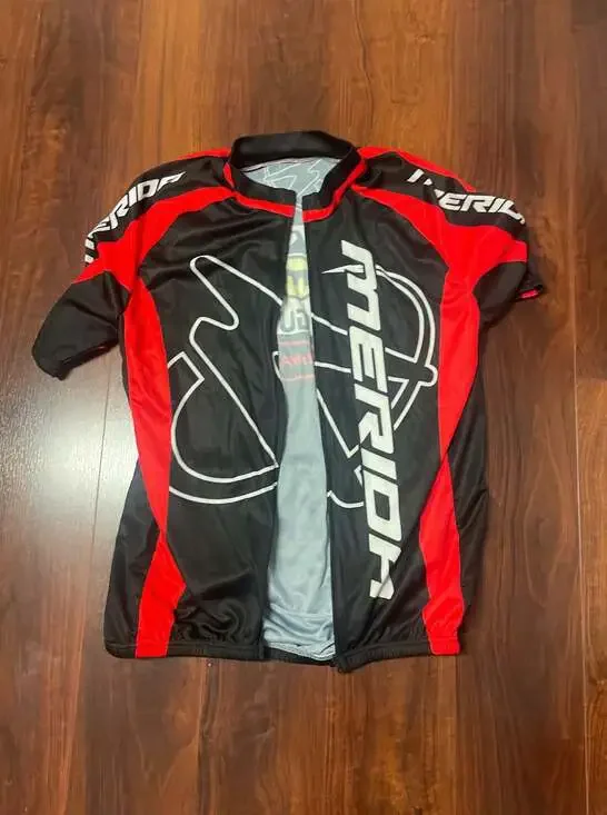 Merida Men's Short Sleeve Cycling Jersey Full Zip MTB Bike Shirt - Black/Red - Picture 16 of 16